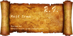 Reif Irma névjegykártya